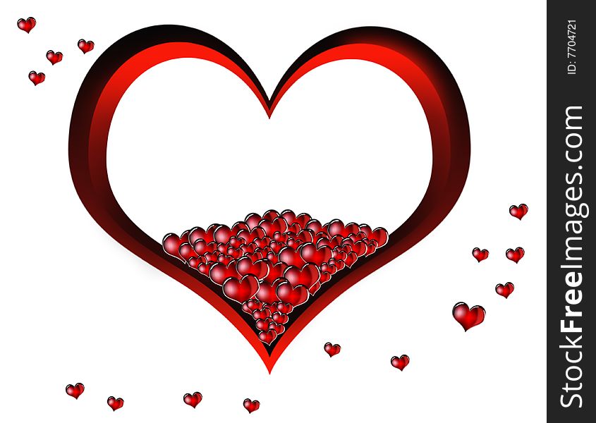 Red hearts on a background
