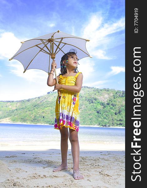 Portrait of little girl having good time in summer environment. Portrait of little girl having good time in summer environment