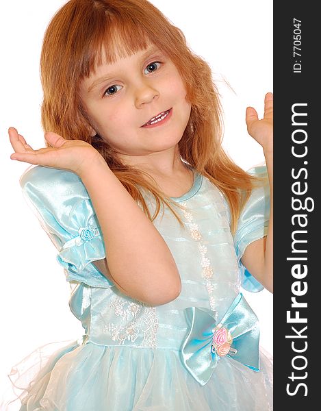 Pretty 4 year old girl wearing a blue dress