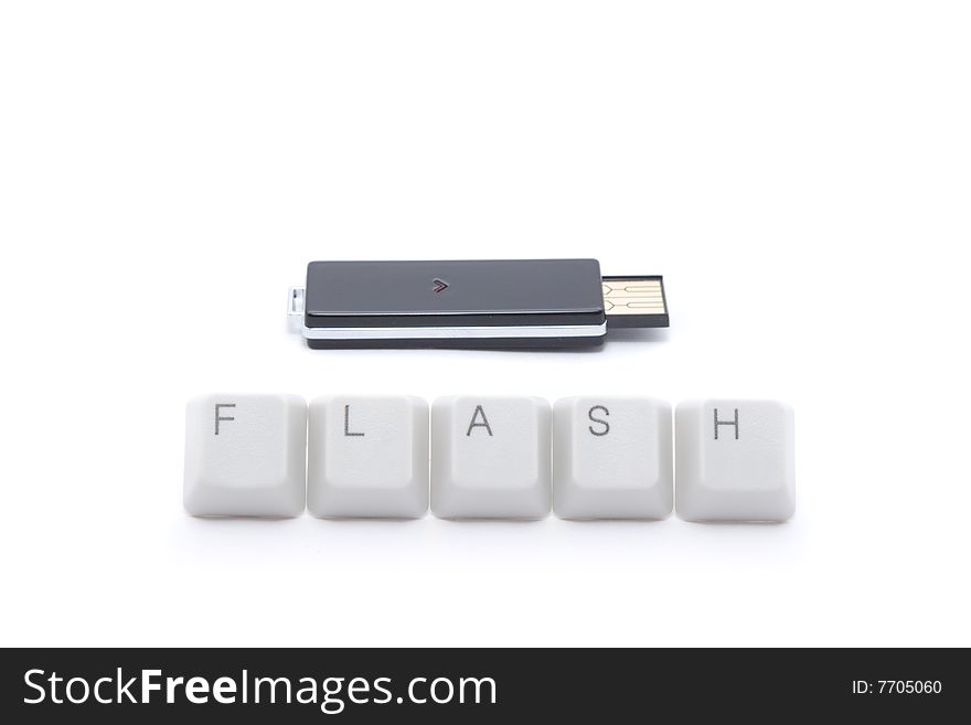 Stylish usb flash drive and flash sign made of keyboard keys