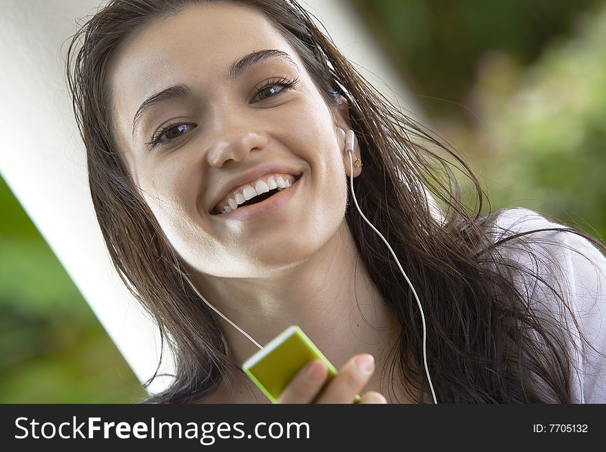 Portrait of young pretty woman in summer environment. Portrait of young pretty woman in summer environment