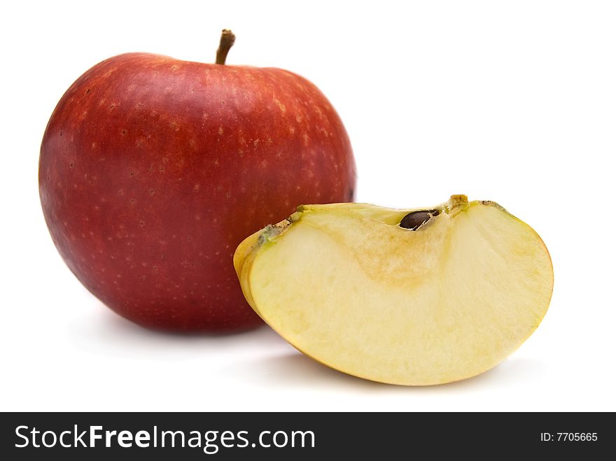 Red apple isolated on the white.