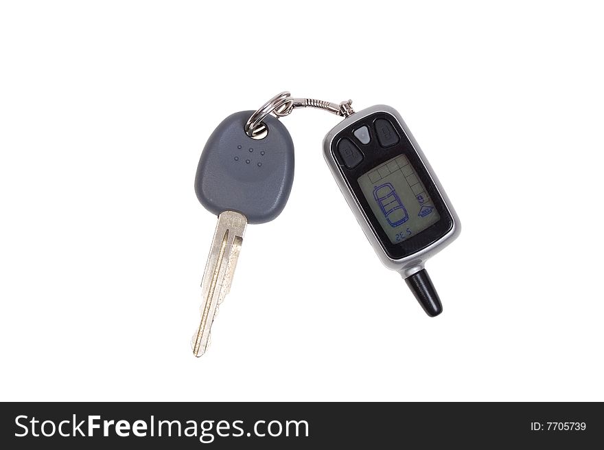 Car Key and Remote Isolated on White