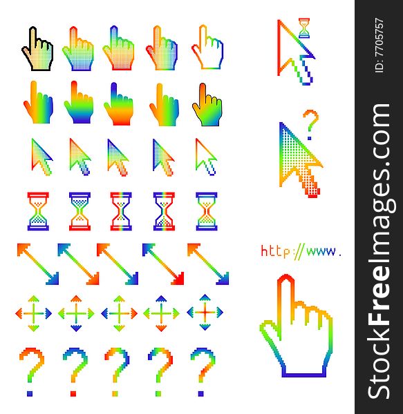 Vector illustration mouse pointers, arrow hand finger