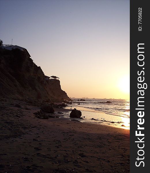 The sunset over the Pacific Ocean in Ecuador.