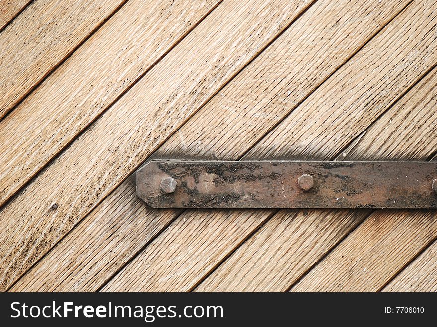 Close shot of a wooden door