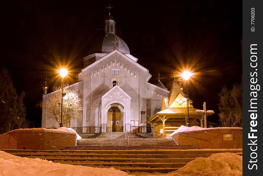 Grecian Catholic Church is in winter