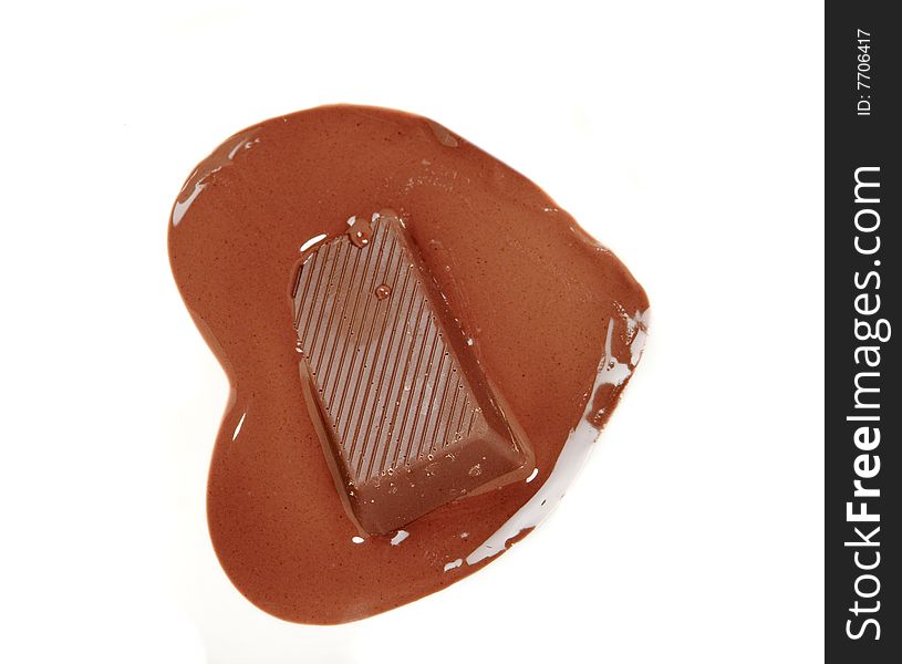 Melt chocolate in shape of heart. Melt chocolate in shape of heart