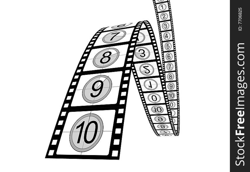 Filmstrip countdown on white background