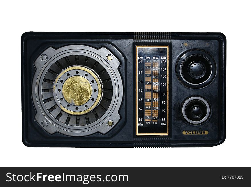 Old radio receiver, isolated on a white background