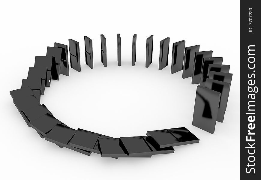 An isolated black domino blocks chain white background