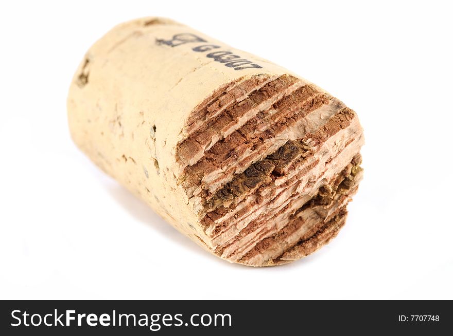 Cross section of a cork isolated on white