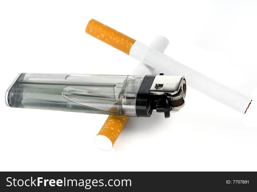 Cigarettes closeup with lighter