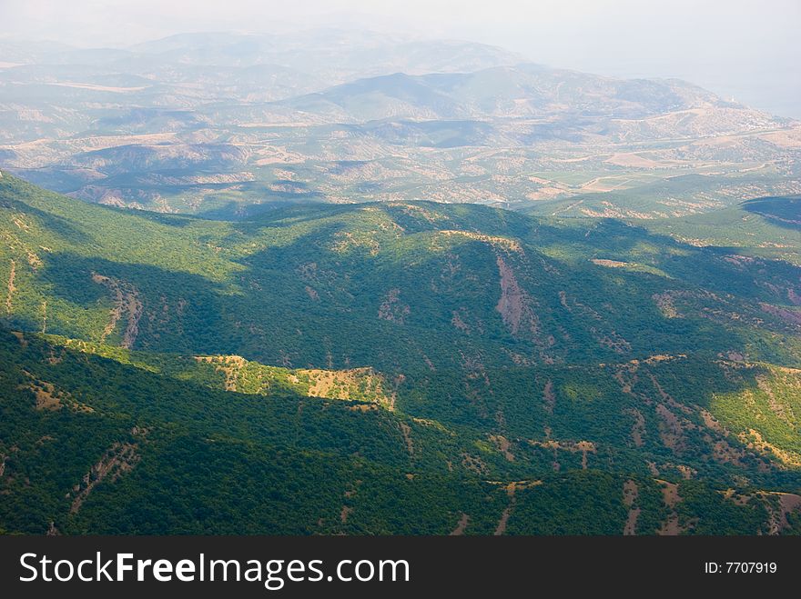 Earth relief. Crimea mountains in july.