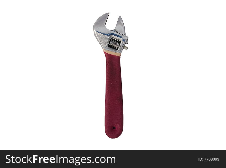 Pink wrench isolated on white with clipping path