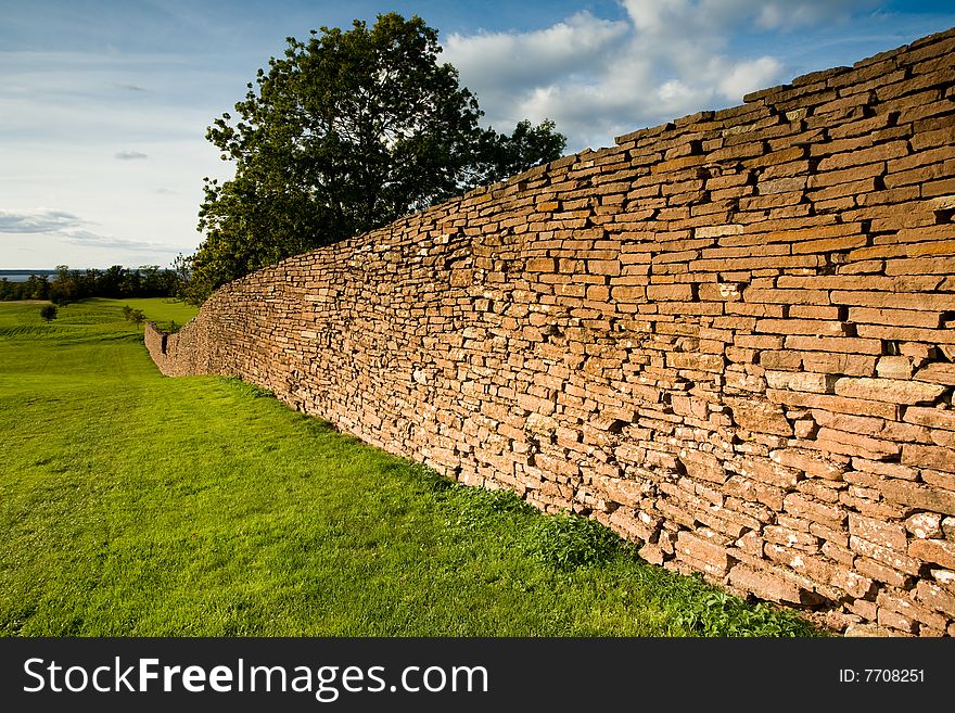 Stone wall on a golf course. Stone wall on a golf course