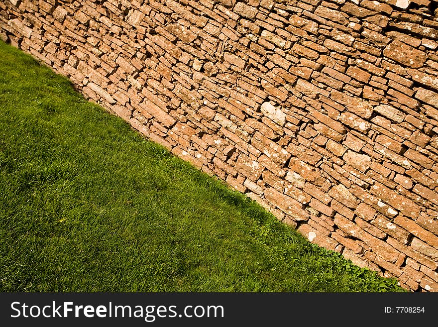 Stone wall on a golf course. Stone wall on a golf course