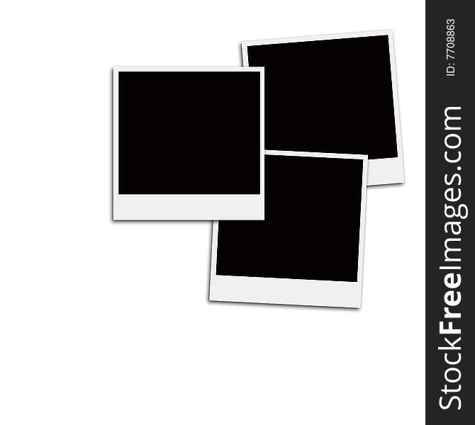Several instant film frames on an isolated white background