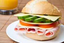 Delicious Ham, Cheese And Salad Sandwich Stock Image