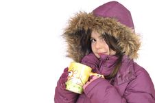 Little Girl With Cup Of Hot Tea Stock Image Little Girl With Cup Of Hot Tea Stock Image