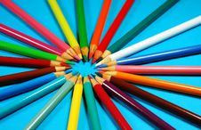 Circle Of Pencil Crayons Stock Photography