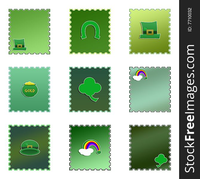 Set Of Isolated Colored St. Patrick S Day Stamps