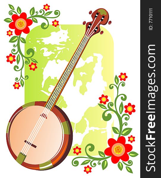 Banjo With Flowers