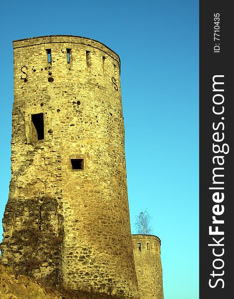 Shot of Luxembourgs old city showing part of ancient city walls. Shot of Luxembourgs old city showing part of ancient city walls