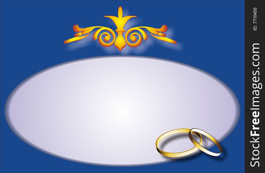 Two gold rings, coat of arms, oval on a dark blue background. Two gold rings, coat of arms, oval on a dark blue background.