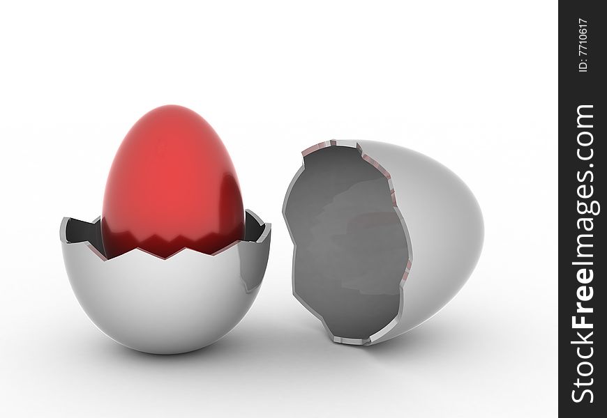 Egg in egg. Easter concept. 3d render.