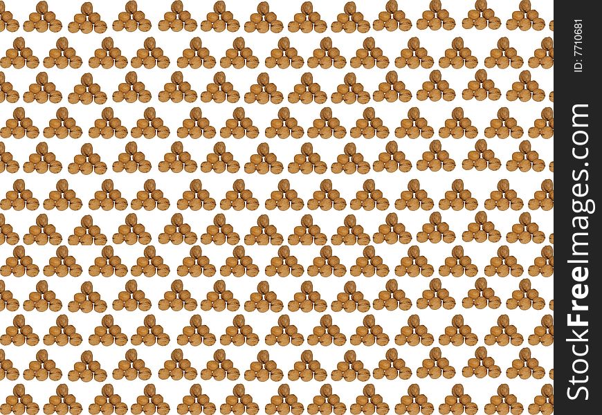 Walnut background made of walnut pyramids