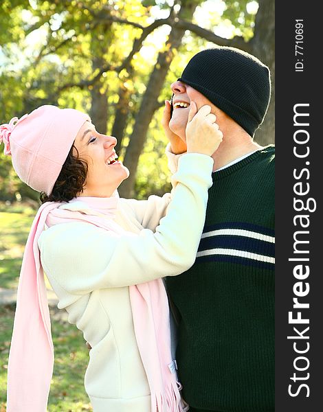 Happy Young Couple Having Fun Outdoor