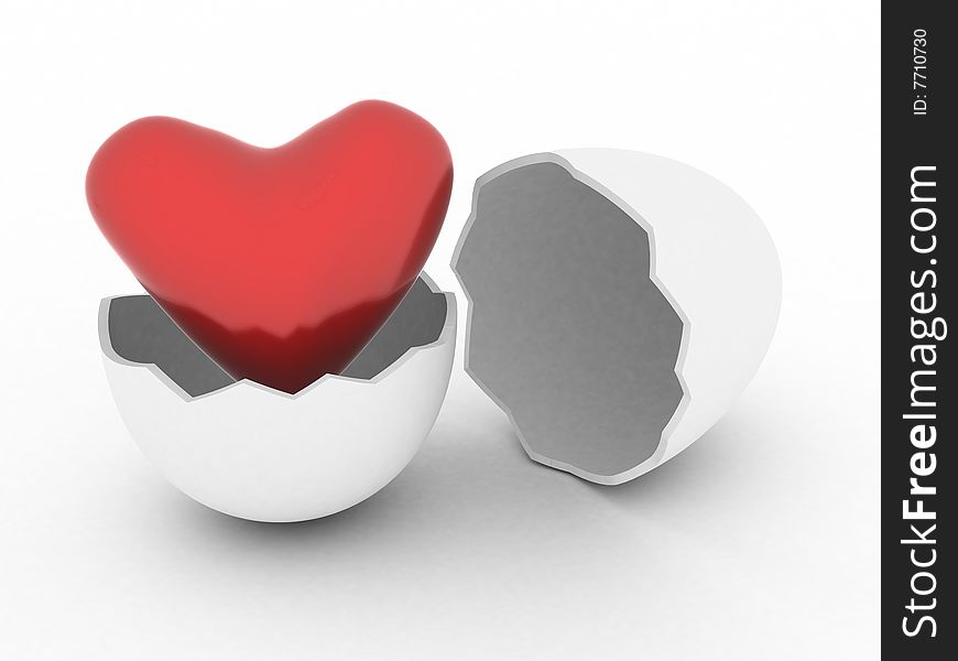 Heart in egg. Valentine`s day and easter concept.