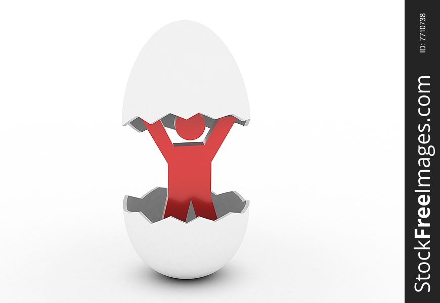 Person in egg. Business concept. 3d render.