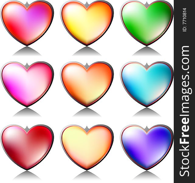 Hearts collection with difference colors. Hearts collection with difference colors