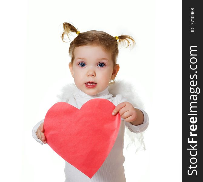Stock photo: an image of a little cupid with a heart. Stock photo: an image of a little cupid with a heart