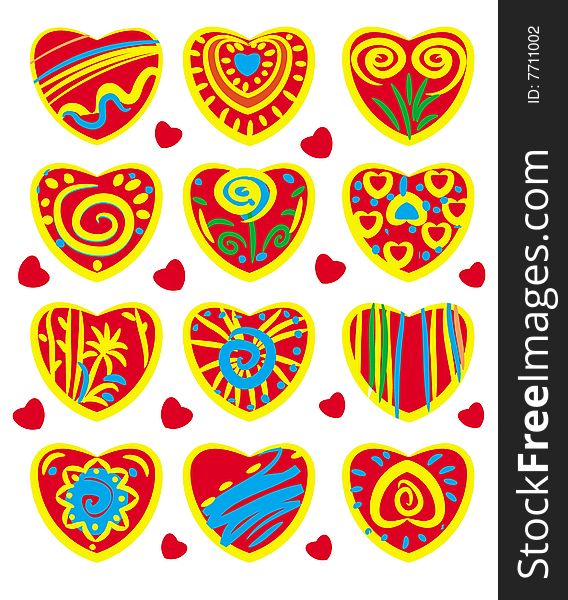 Stylized hearts for design