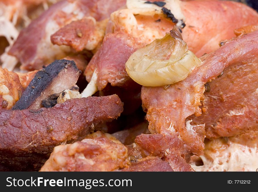 Barbecued pork meat - close up