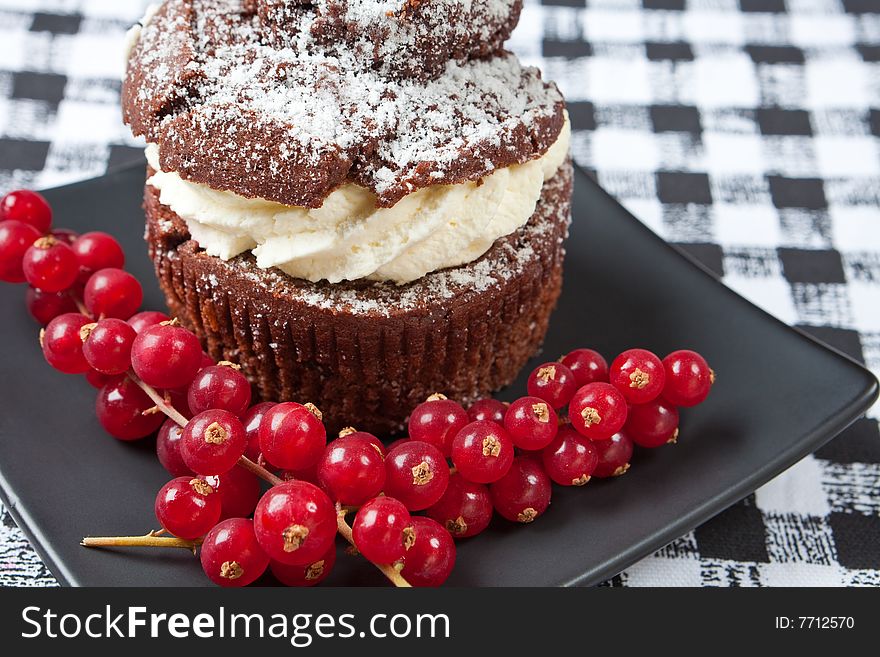 Delicious chocolate and cream muffins