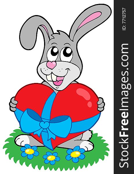 Valentine rabbit with heart - vector illustration.