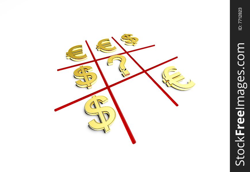 Tick-tack-toe game in opposition dollar and euro