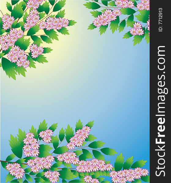 The vector illustration contains the image of spring tree