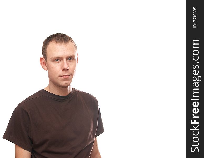 Thoughtful young man  on the white background