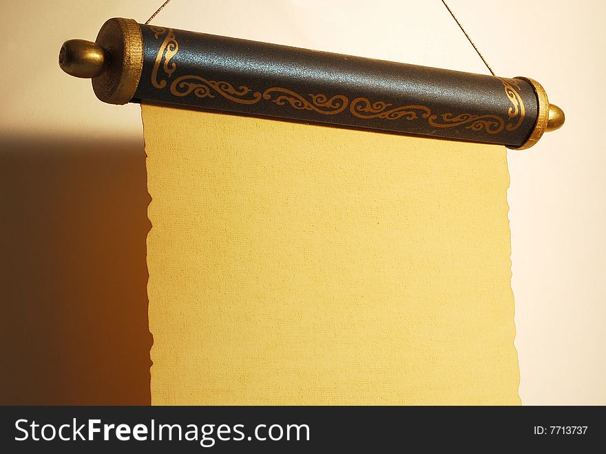 Modern replica of an old blank scroll parchment