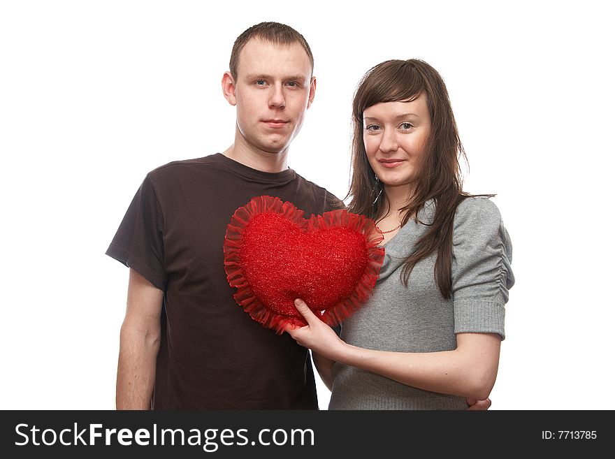 Young man and  young woman on the white background. Young man and  young woman on the white background