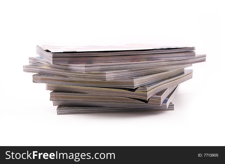 Magazines on a white background