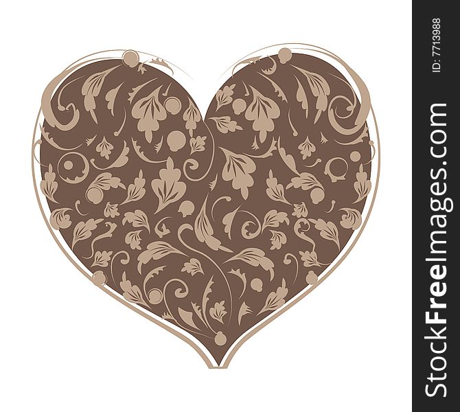 Floral heart shape for your design, vector illustration