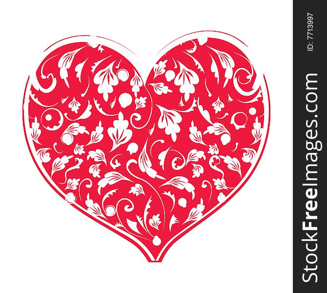 Floral heart shape for your design, vector illustration