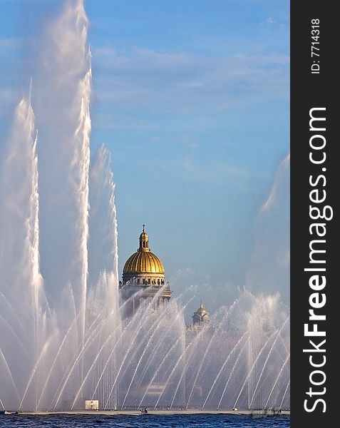 St. Petersburg, Neva, St. Isaac's Cathedral, Fountain,. St. Petersburg, Neva, St. Isaac's Cathedral, Fountain,