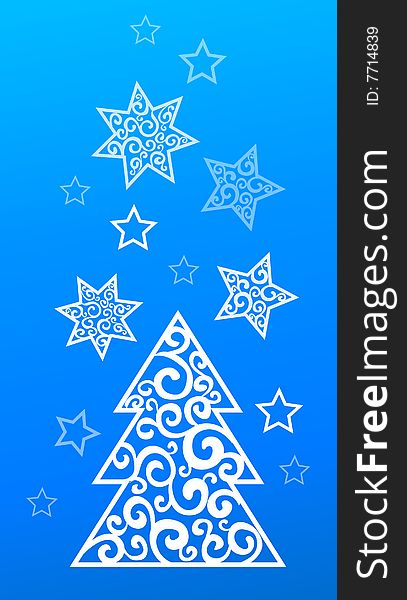 Vector christmas tree and stars